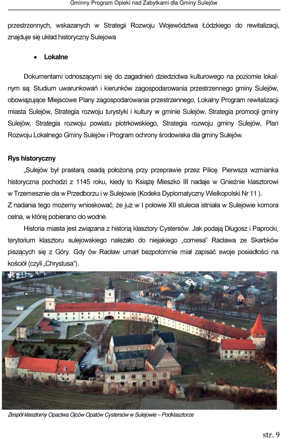 miasta Sulejów, Strategia rozwoju turystyki i kultury w gminie Sulejów, Strategia promocji gminy Sulejów, Strategia rozwoju powiatu piotrkowskiego, Strategia rozwoju gminy Sulejów, Plan Rozwoju