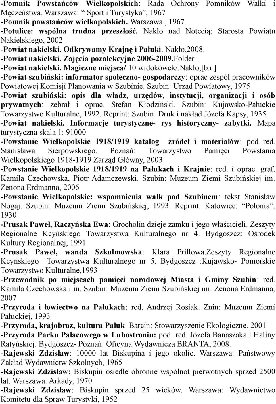 Magiczne miejsca/ 10 widokówek/.nakło,[b.r.] -Powiat szubiński: informator społeczno- gospodarczy: oprac zespół pracowników Powiatowej Komisji Planowania w Szubinie.