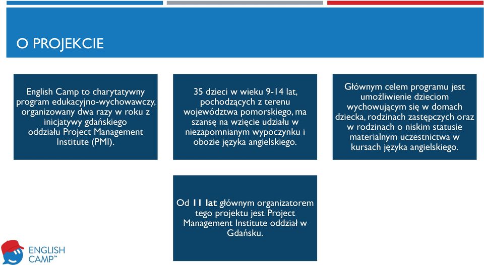 35 dzieci w wieku 9-14 lat, pochodzących z terenu województwa pomorskiego, ma szansę na wzięcie udziału w niezapomnianym wypoczynku i obozie języka