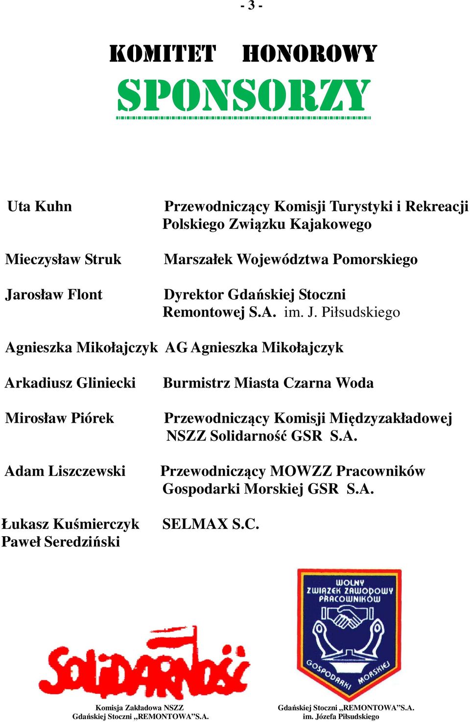 Piłsudskiego Agnieszka Mikołajczyk AG Agnieszka Mikołajczyk Arkadiusz Gliniecki Mirosław Piórek Adam Liszczewski Łukasz Kuśmierczyk Paweł Seredziński Burmistrz