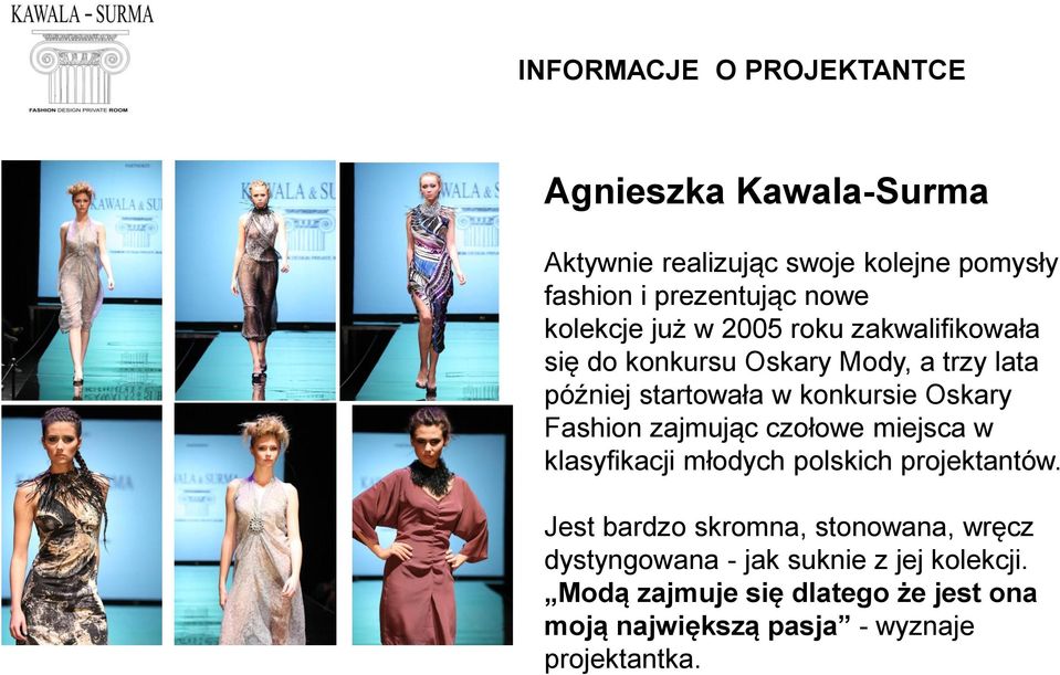 Fashion zajmując czołowe miejsca w klasyfikacji młodych polskich projektantów.