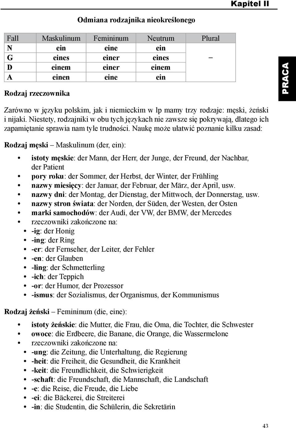Naukę może ułatwić poznanie kilku zasad: Rodzaj męski Maskulinum (der, ein): istoty męskie: der Mann, der Herr, der Junge, der Freund, der Nachbar, der Patient pory roku: der Sommer, der Herbst, der