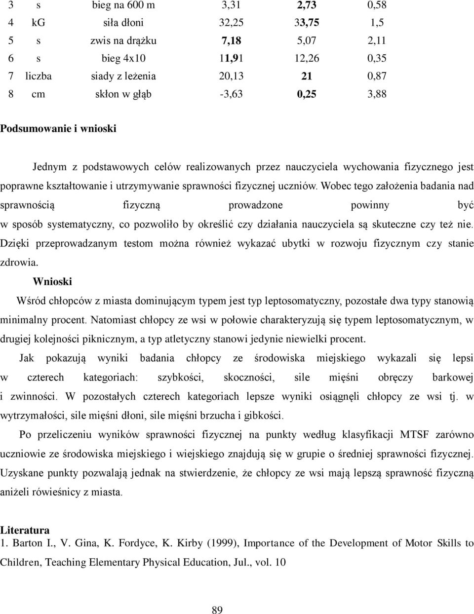 Wobec tego założenia badania nad sprawnością fizyczną prowadzone powinny być w sposób systematyczny, co pozwoliło by określić czy działania nauczyciela są skuteczne czy też nie.