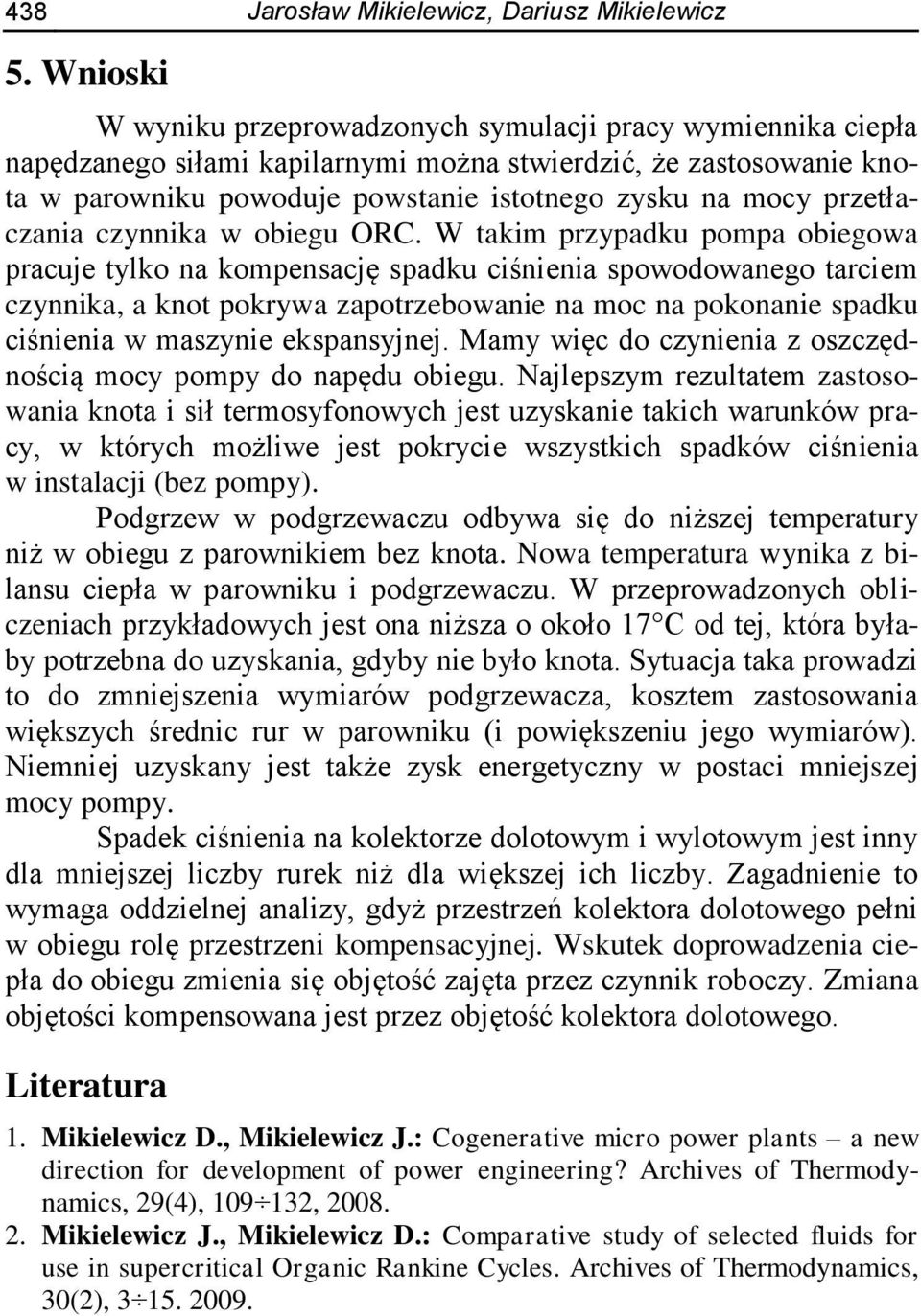 czynnika w obiegu ORC.