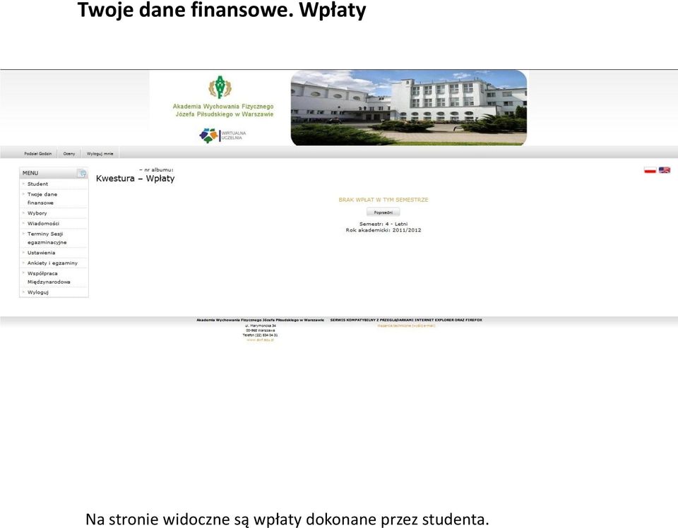 widoczne są wpłaty