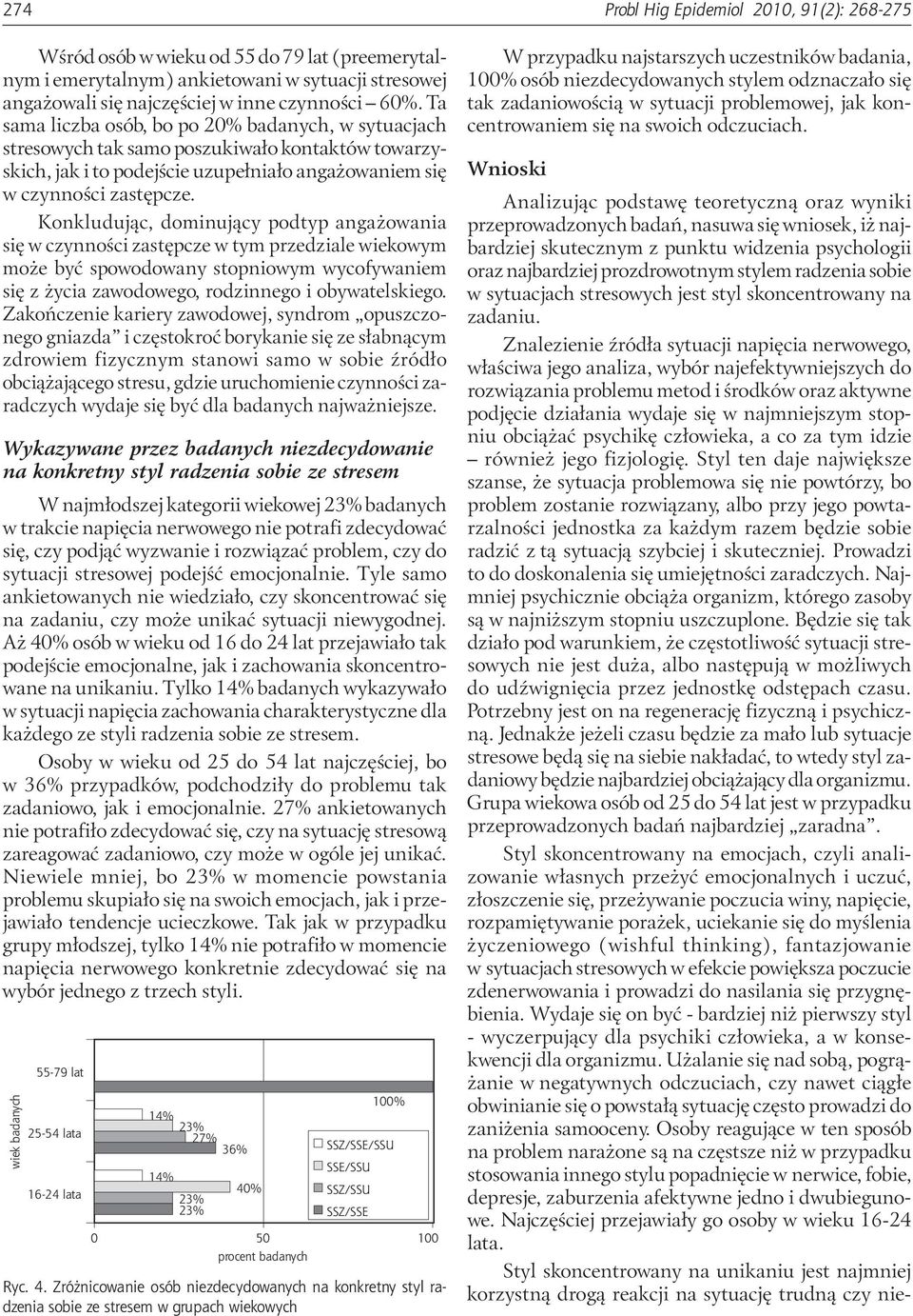 Konkludując, dominujący podtyp angażowania się w czynności zastępcze w tym przedziale wiekowym może być spowodowany stopniowym wycofywaniem się z życia zawodowego, rodzinnego i obywatelskiego.