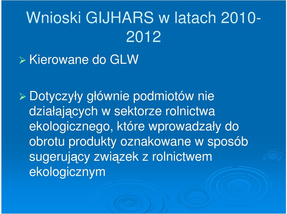 rolnictwa ekologicznego, które wprowadzały do obrotu