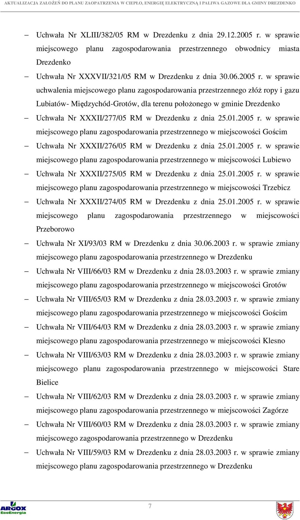w sprawie uchwalenia miejscowego planu zagospodarowania przestrzennego złóż ropy i gazu Lubiatów- Międzychód-Grotów, dla terenu położonego w gminie Drezdenko Uchwała Nr XXXII/277/05 RM w Drezdenku z