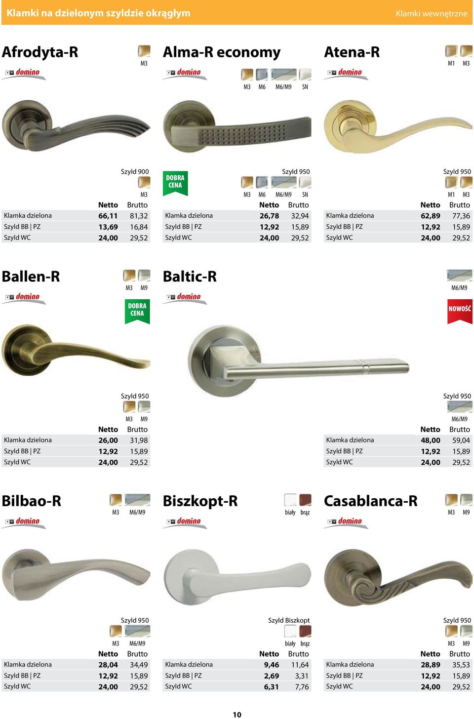 Ballen-R M3 Baltic-R M6/ DOBRA CENA NOWOŚĆ Szyld 950 Szyld 950 M3 Klamka dzielona 26,00 31,98 Szyld BB PZ 12,92 15,89 Szyld WC 24,00 29,52 M6/ Klamka dzielona 48,00 59,04 Szyld BB PZ 12,92 15,89