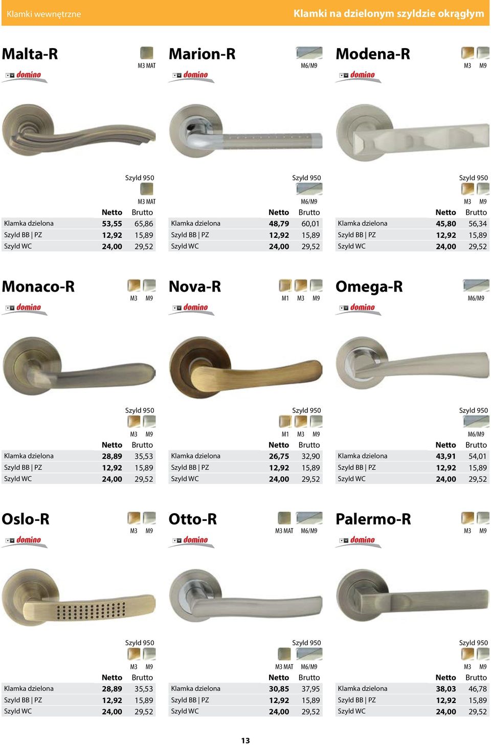 Szyld 950 Szyld 950 Szyld 950 M3 Klamka dzielona 28,89 35,53 Szyld BB PZ 12,92 15,89 Szyld WC 24,00 29,52 M1 M3 Klamka dzielona 26,75 32,90 Szyld BB PZ 12,92 15,89 Szyld WC 24,00 29,52 M6/ Klamka