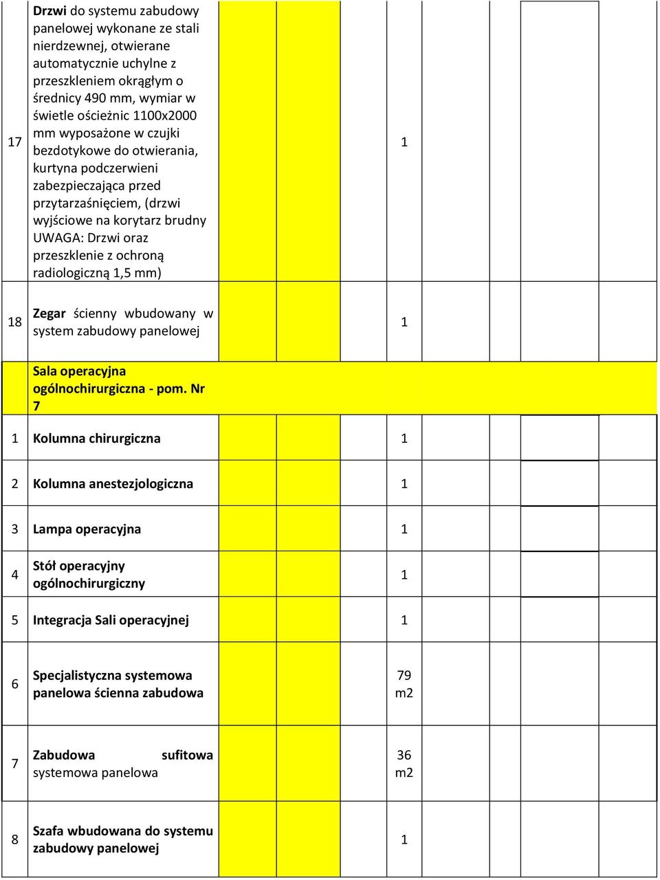 panelowej Sala operacyjna ogólnochirurgiczna - pom.