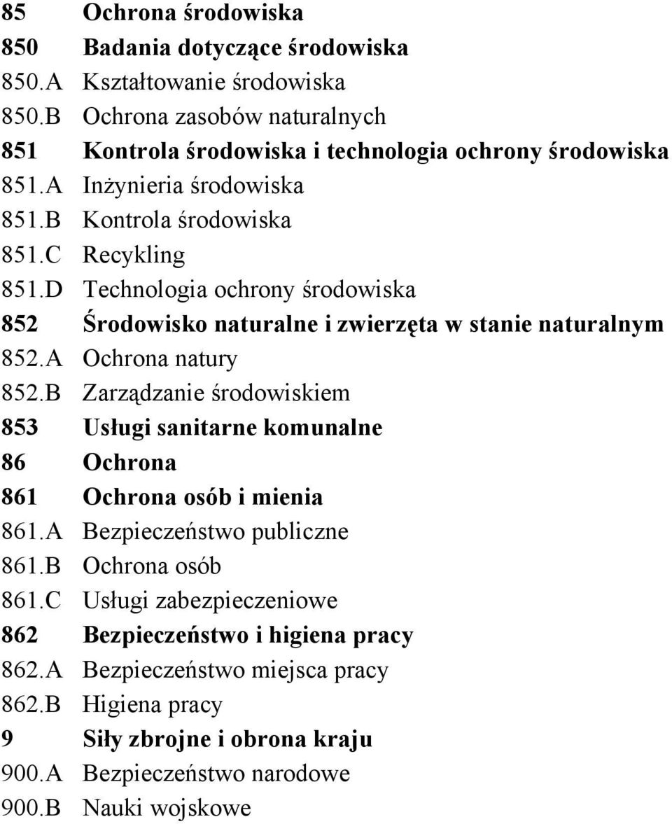 D Technologia ochrony środowiska 852 Środowisko naturalne i zwierzęta w stanie naturalnym 852.A Ochrona natury 852.