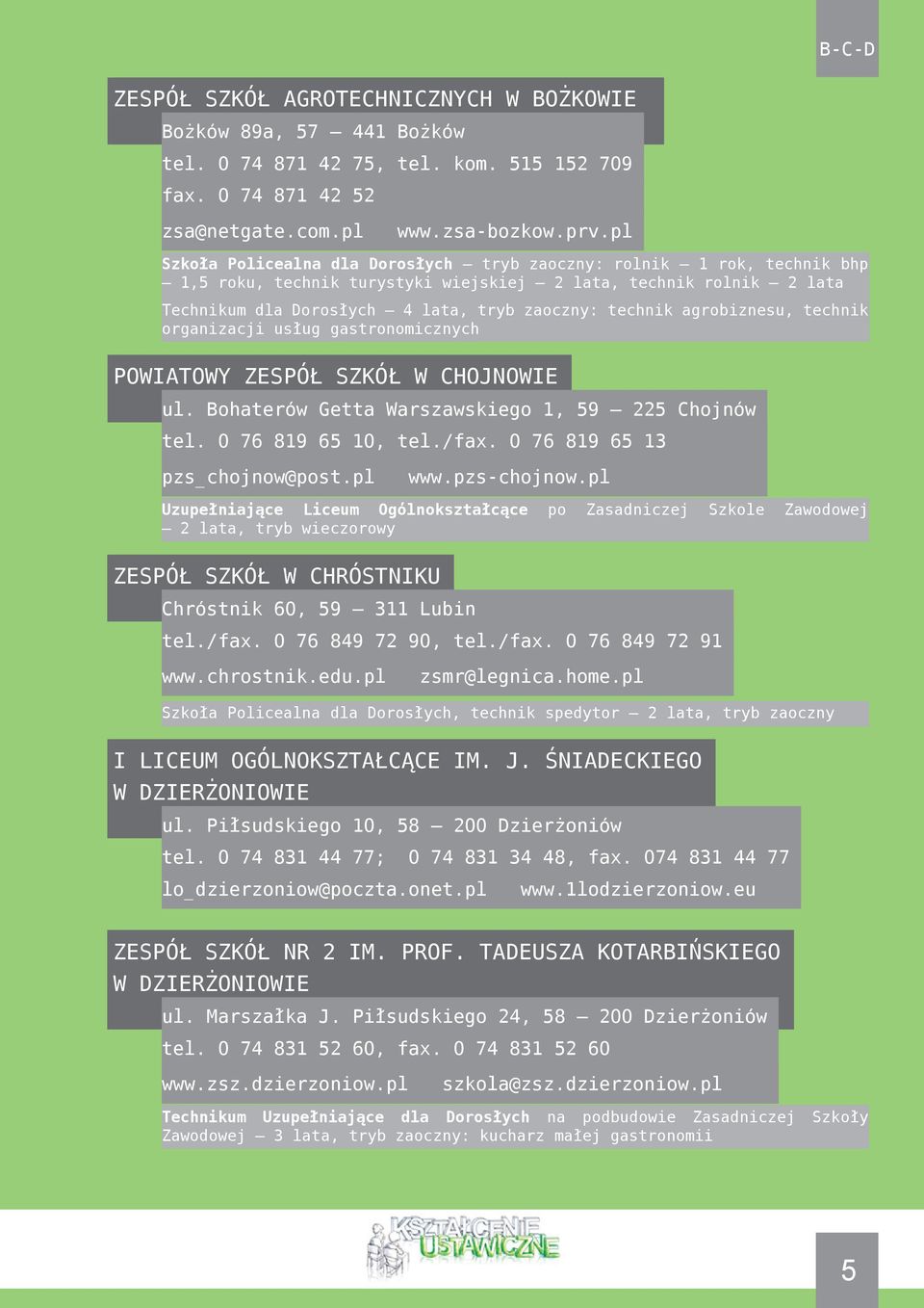 agrobiznesu, technik organizacji usług gastronomicznych POWIATOWY ZESPÓŁ SZKÓŁ W CHOJNOWIE ul. Bohaterów Getta Warszawskiego 1, 59 225 Chojnów tel. 0 76 819 65 10, tel./fax.