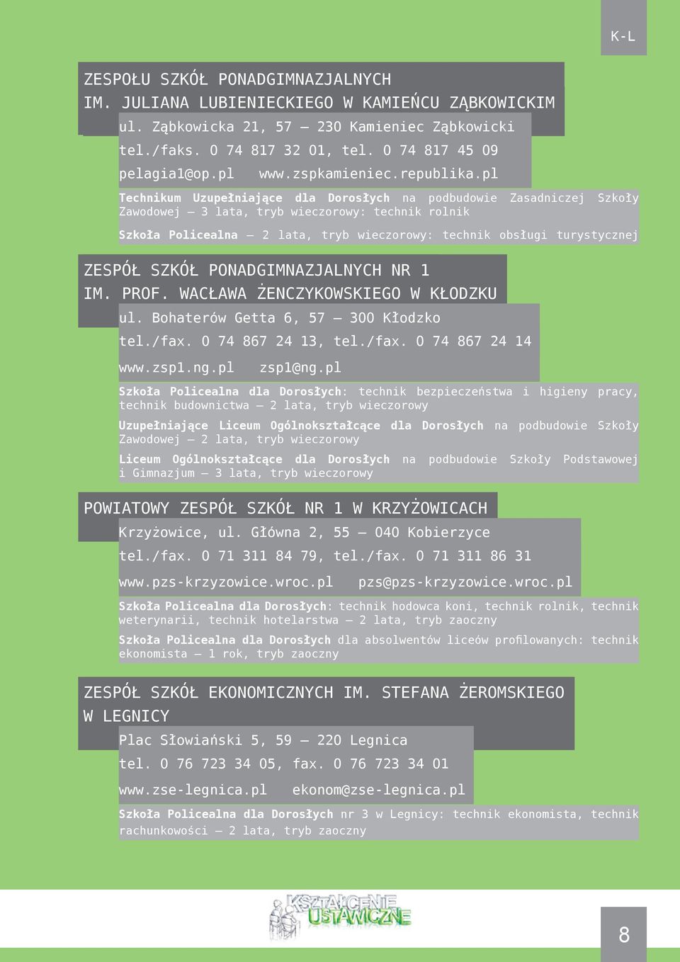 WACŁAWA ŻENCZYKOWSKIEGO W KŁODZKU ul. Bohaterów Getta 6, 57 300 Kłodzko tel./fax. 0 74 867 24 13, tel./fax. 0 74 867 24 14 www.zsp1.ng.pl zsp1@ng.