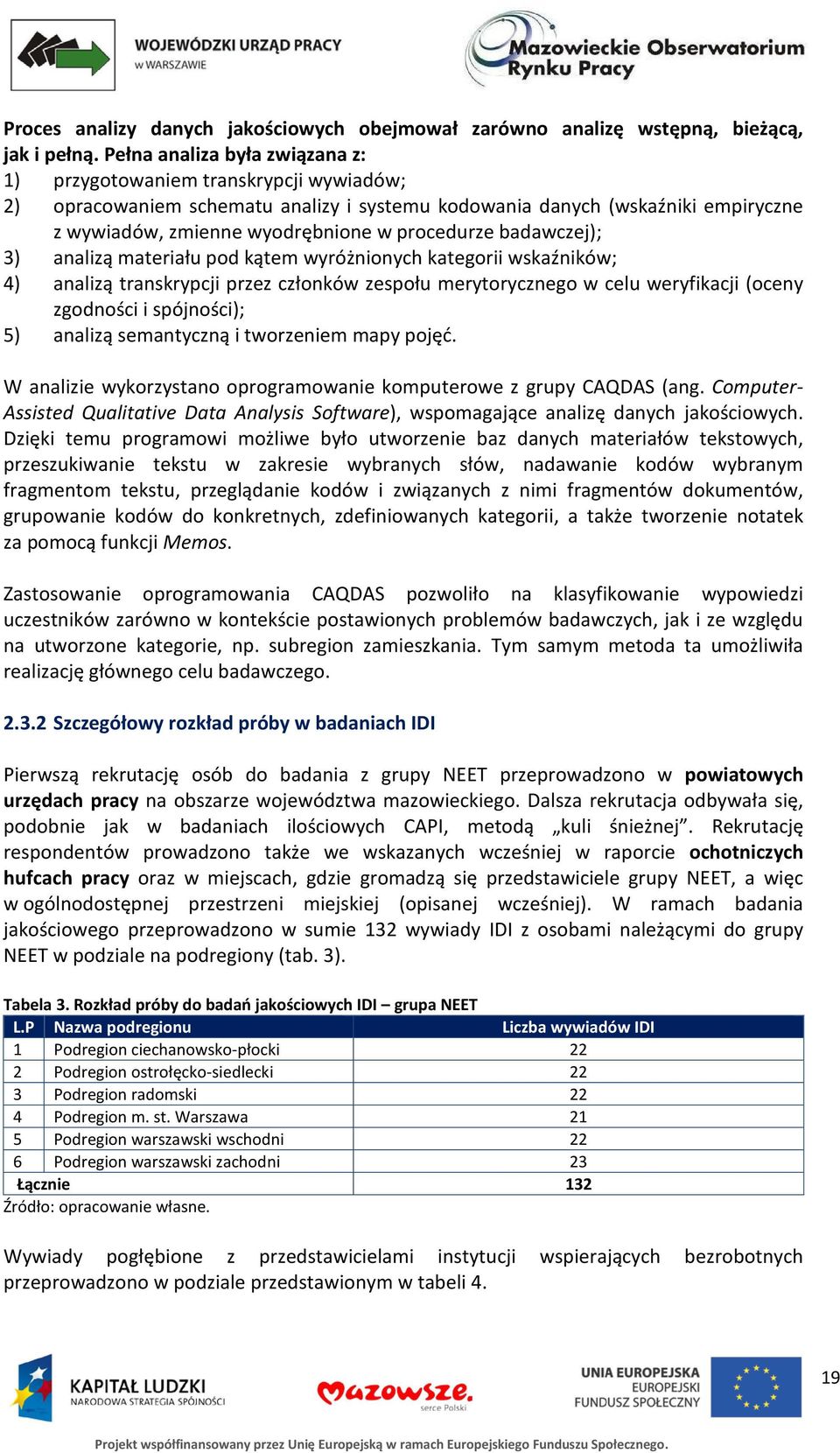 badawczej); 3) analizą materiału pod kątem wyróżnionych kategorii wskaźników; 4) analizą transkrypcji przez członków zespołu merytorycznego w celu weryfikacji (oceny zgodności i spójności); 5)