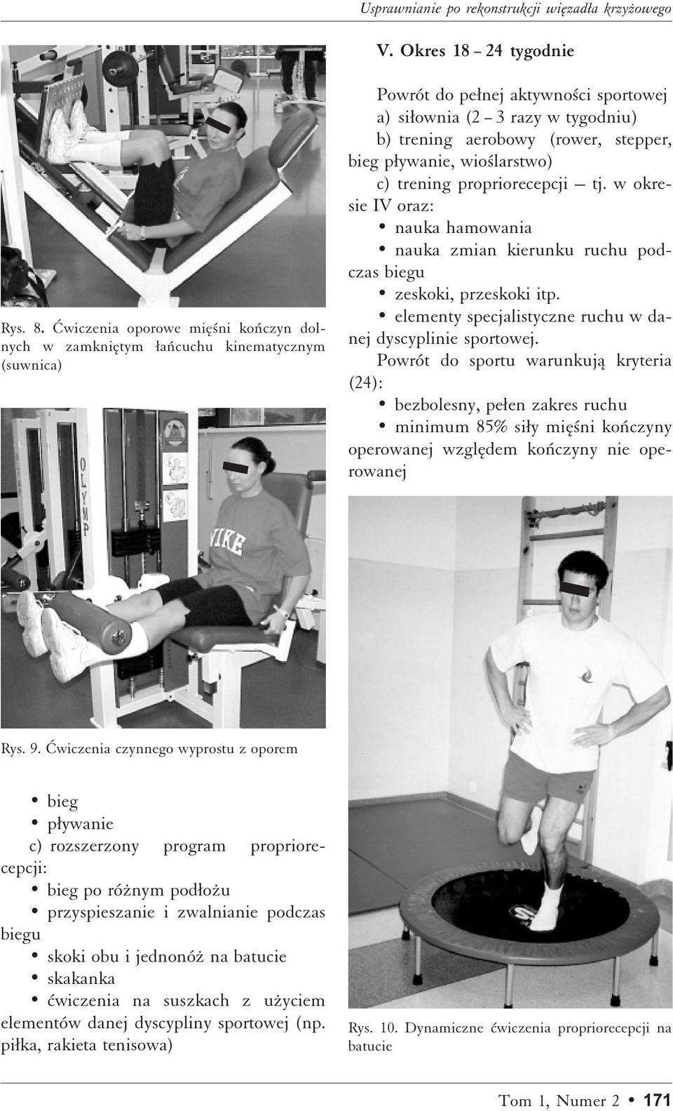 bieg pæywanie, wio larstwo) c) trening propriorecepcji tj. w okresie IV oraz: nauka hamowania nauka zmian kierunku ruchu podczas biegu zeskoki, przeskoki itp.
