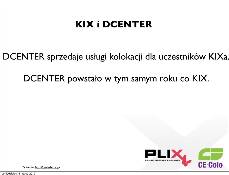 KIXa. DCENTER powstało w tym samym