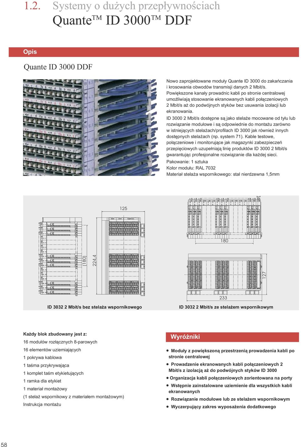 ID 3000 2 Mbit/s dostêpne s¹ jako stela e mocowane od ty³u lub rozwi¹zanie modu³owe i s¹ odpowiednie do monta u zarówno w istniej¹cych stela ach/profilach ID 3000 jak równie innych dostêpnych stela