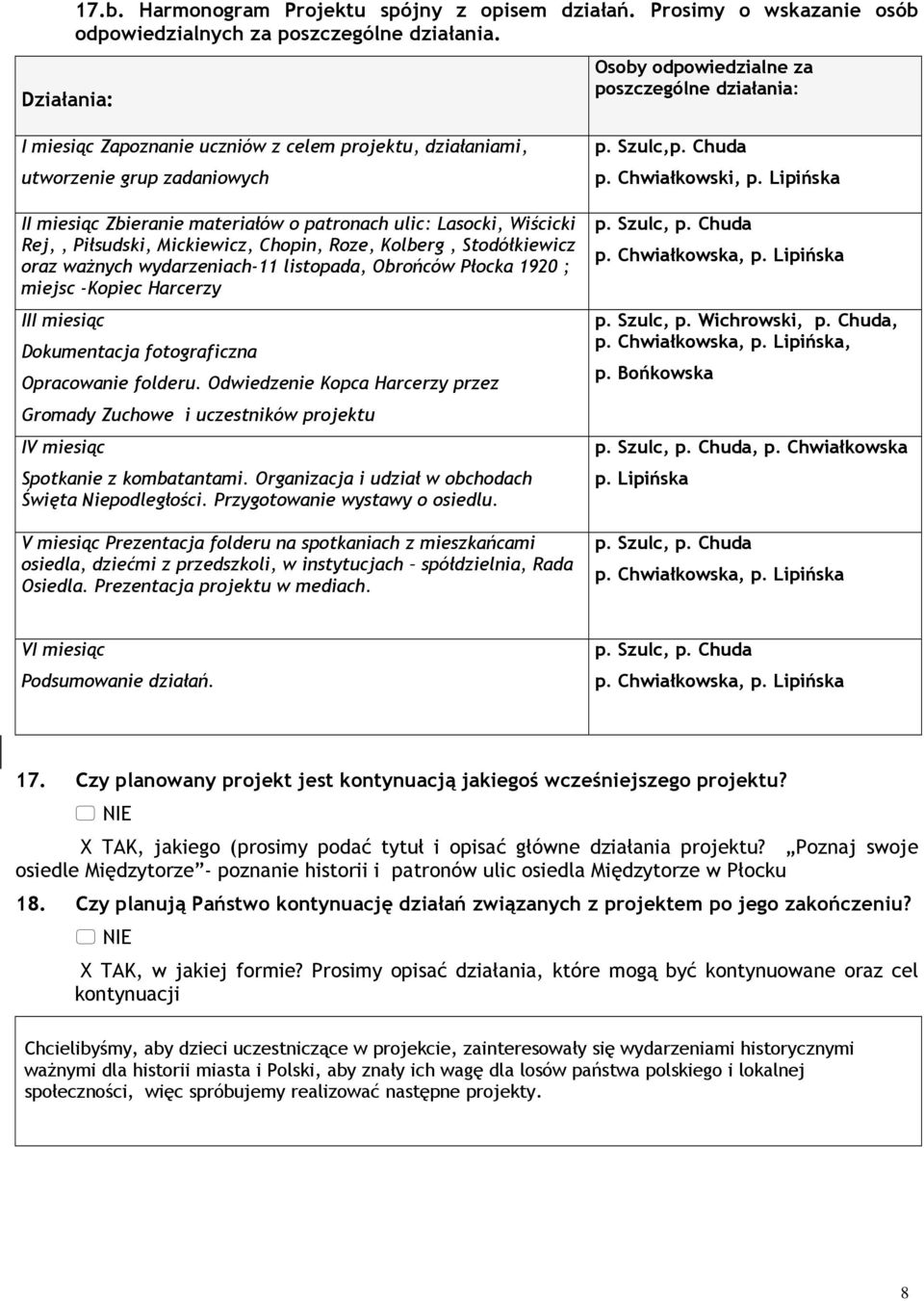 Wiścicki Rej,, Piłsudski, Mickiewicz, Chopin, Roze, Kolberg, Stodółkiewicz oraz waŝnych wydarzeniach-11 listopada, Obrońców Płocka 1920 ; miejsc -Kopiec Harcerzy III miesiąc Dokumentacja