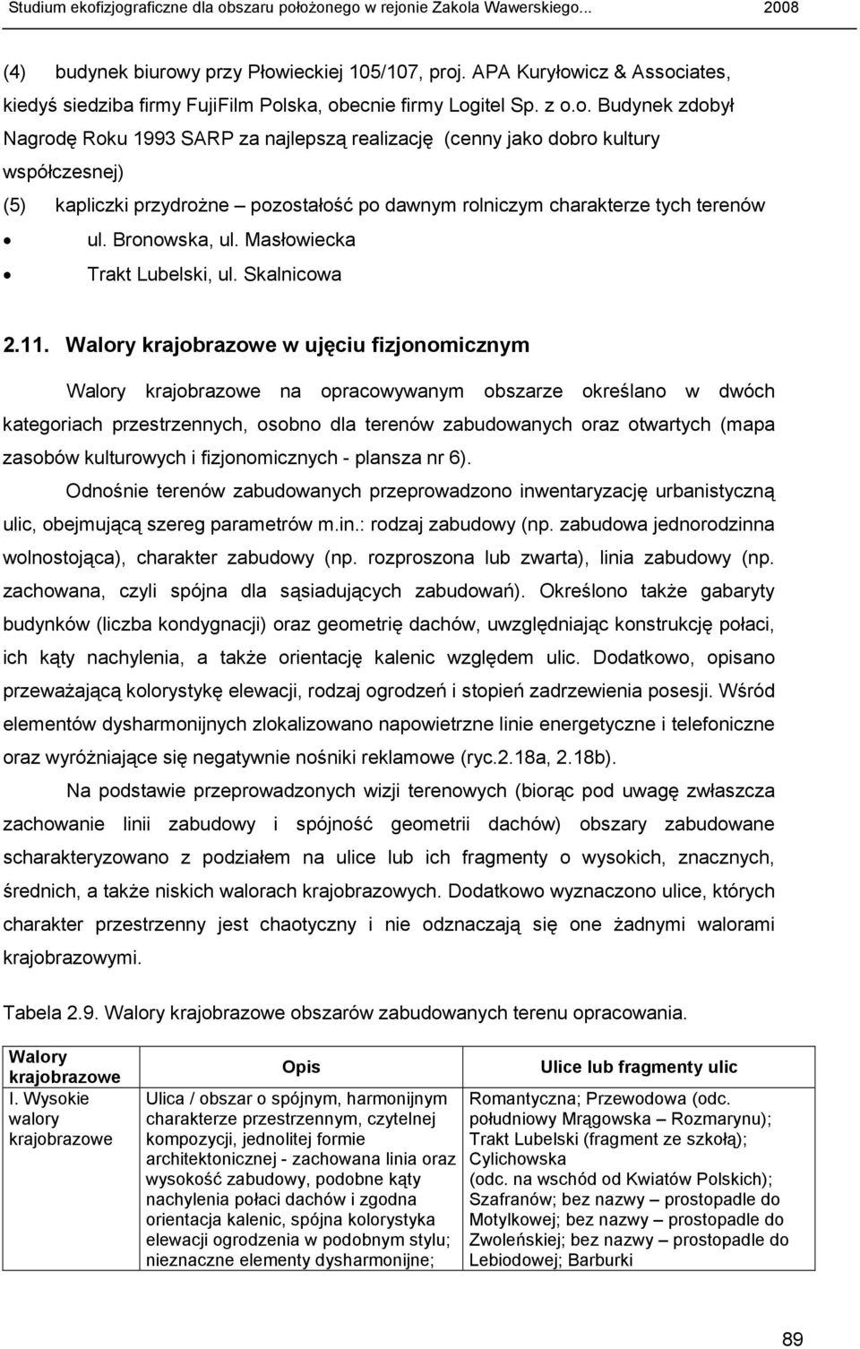 Bronowska, ul. Masłowiecka Trakt Lubelski, ul. Skalnicowa 2.11.
