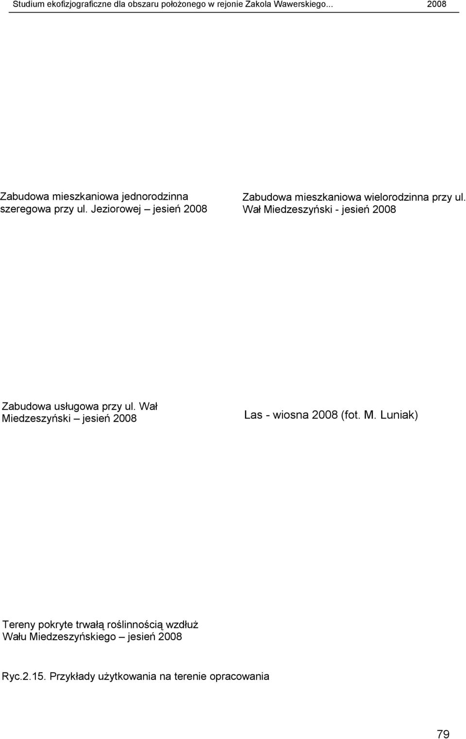 Wał Miedzeszyński - jesień 2008 Zabudowa usługowa przy ul. Wał Miedzeszyński jesień 2008 Tereny uŝytkowane rolniczo przy ul.