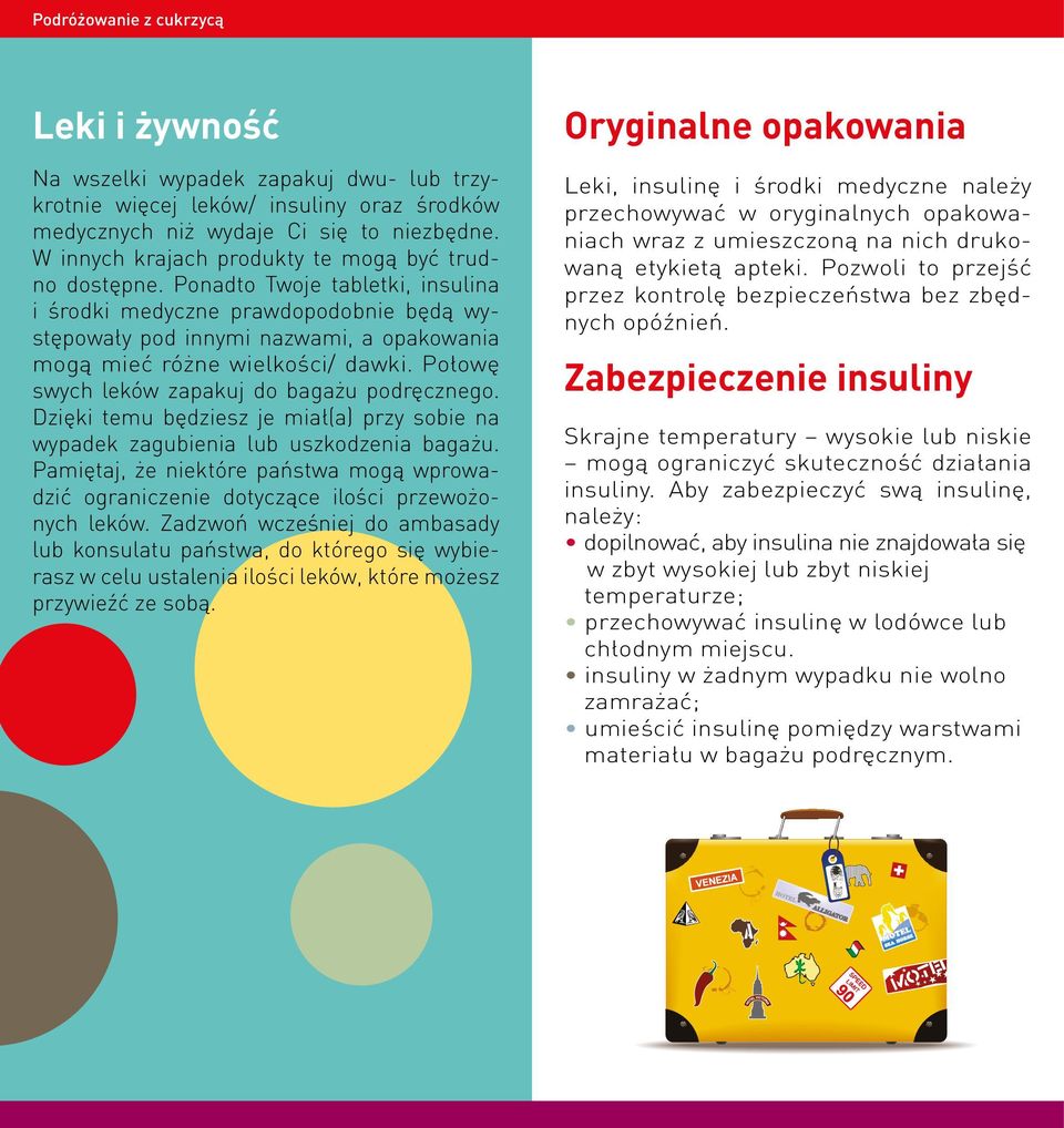 Dzięki temu będziesz je miał(a) przy sobie na wypadek zagubienia lub uszkodzenia bagażu. Pamiętaj, że niektóre państwa mogą wprowadzić ograniczenie dotyczące ilości przewożonych leków.