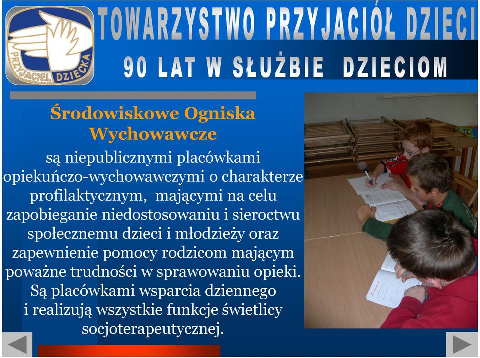 społecznemu dzieci i młodzieży oraz zapewnienie pomocy rodzicom mającym poważne trudności w