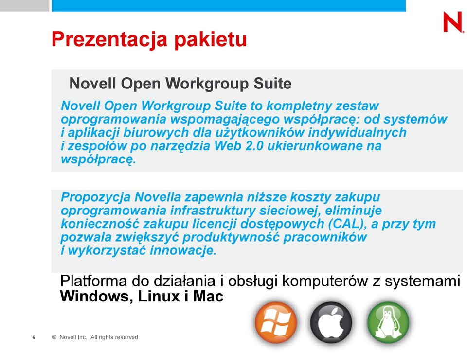 Propozycja Novella zapewnia niższe koszty zakupu oprogramowania infrastruktury sieciowej, eliminuje konieczność zakupu licencji dostępowych