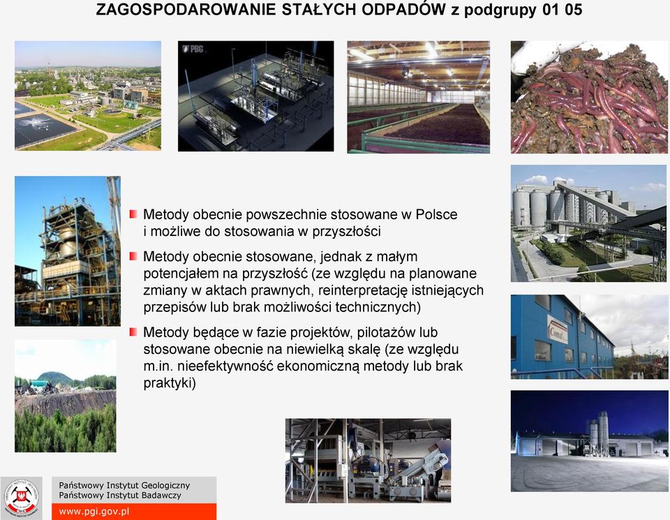 aktach prawnych, reinterpretację istniejących przepisów lub brak możliwości technicznych) Metody będące w fazie