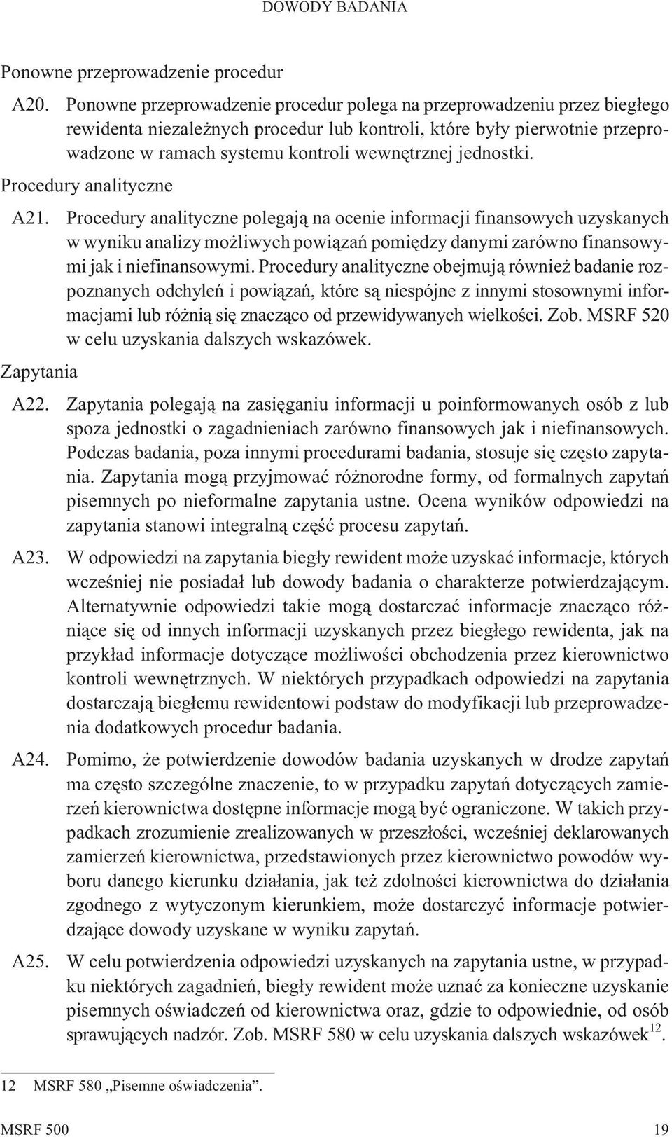 jednostki. Procedury analityczne A21.