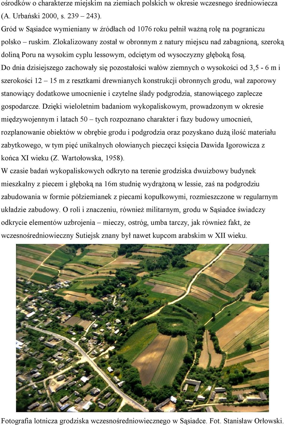 Zlokalizowany został w obronnym z natury miejscu nad zabagnioną, szeroką doliną Poru na wysokim cyplu lessowym, odciętym od wysoczyzny głęboką fosą.