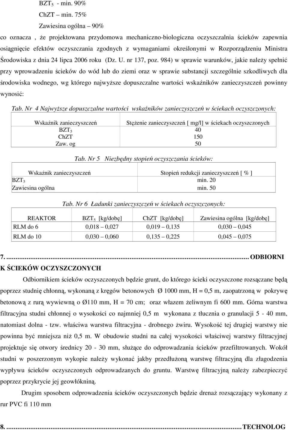 Rozporządzeniu Ministra Środowiska z dnia 24 lipca 2006 roku (Dz. U. nr 137, poz.