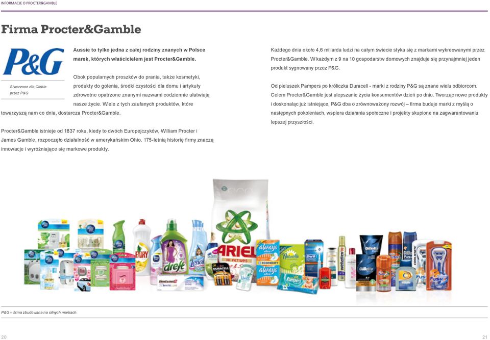 nasze życie. Wiele z tych zaufanych produktów, które towarzyszą nam co dnia, dostarcza Procter&Gamble.