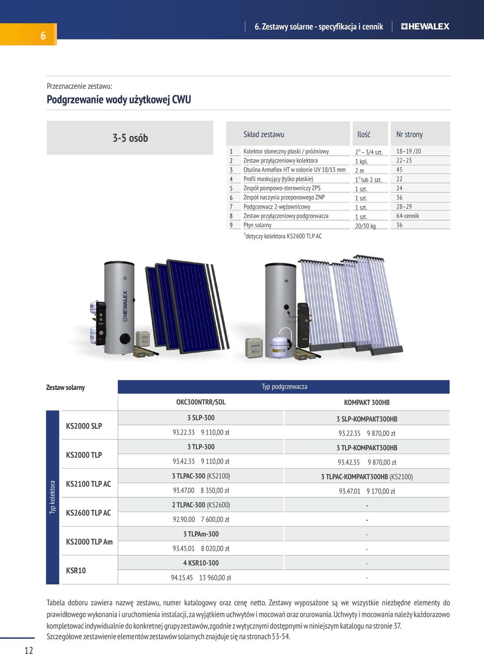podgrzewacza Płyn solarny ) dotyczy kolektora KS00 TLP AC ) / szt. kpl. m ) lub szt. szt. szt. szt. szt. 0/0 kg 8 9 /0 8 9 cennik Zestaw solarny Typ podgrzewacza OKC00NTRR/SOL KOMPAKT 00HB KS000 SLP SLP00 9.