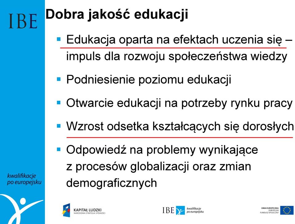 edukacji na potrzeby rynku pracy Wzrost odsetka kształcących się dorosłych