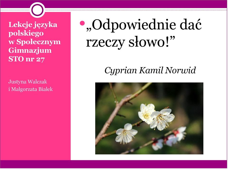 Odpowiednie dać rzeczy słowo!