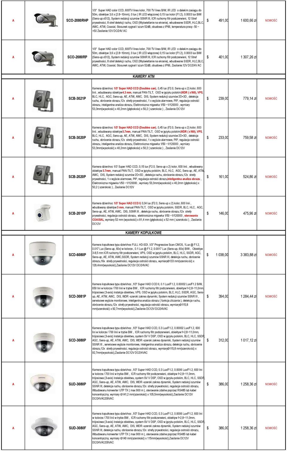 oaxial, Stosunek sygnał / szum 52d, obudowa z IP66, temperatura pracy -50 ~ +50 Zasilanie:12V D/24V 491,00 1 600,66 zł NOWOŚĆ SO-2080RP 1/3" Super HD color D, 600TV lines kolor, 700 TV lines /W, IR