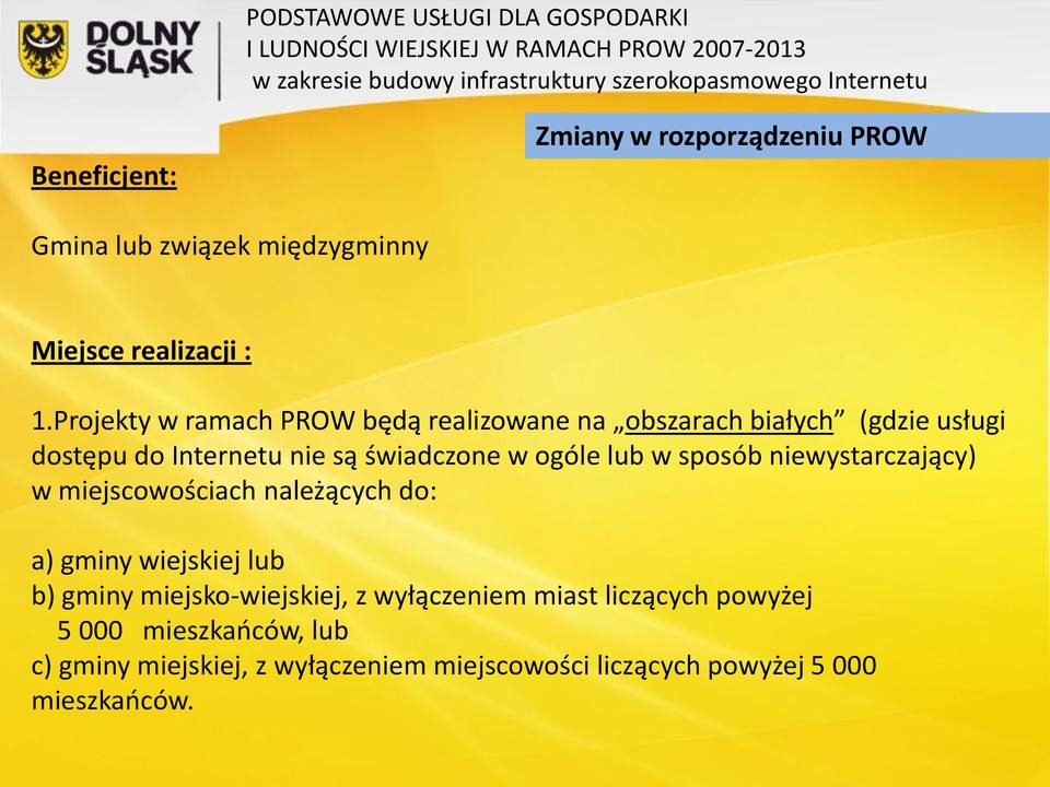 ogóle lub w sposób niewystarczający) w miejscowościach należących do: a) gminy wiejskiej lub b) gminy