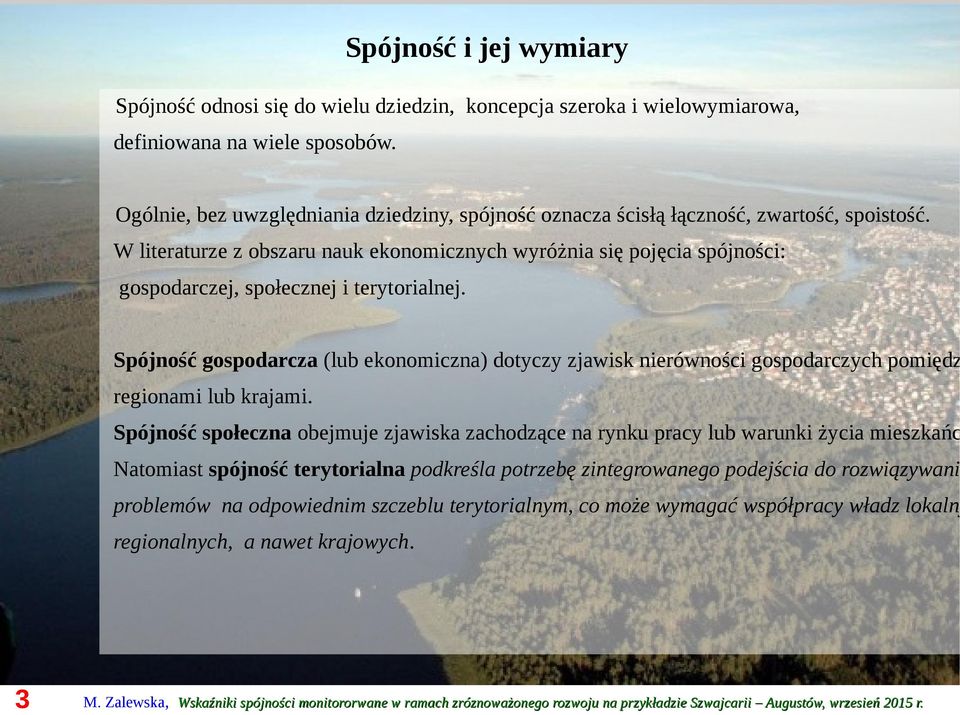 W literaturze z obszaru nauk ekonomicznych wyróżnia się pojęcia spójności: gospodarczej, społecznej i terytorialnej.