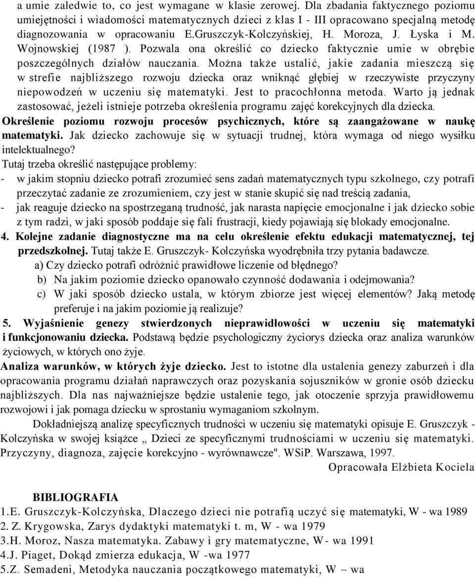 Charakterystyka Ucznia Z Trudnościami W Nauce Matematyki Dzieci ze specyficznymi trudnościami w uczeniu się matematyki - PDF