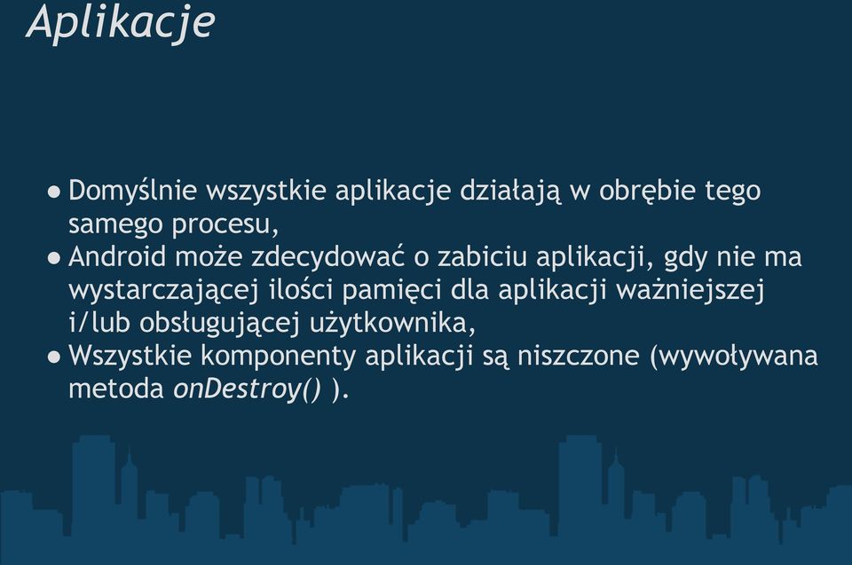 wystarczającej ilości pamięci dla aplikacji ważniejszej i/lub obsługującej