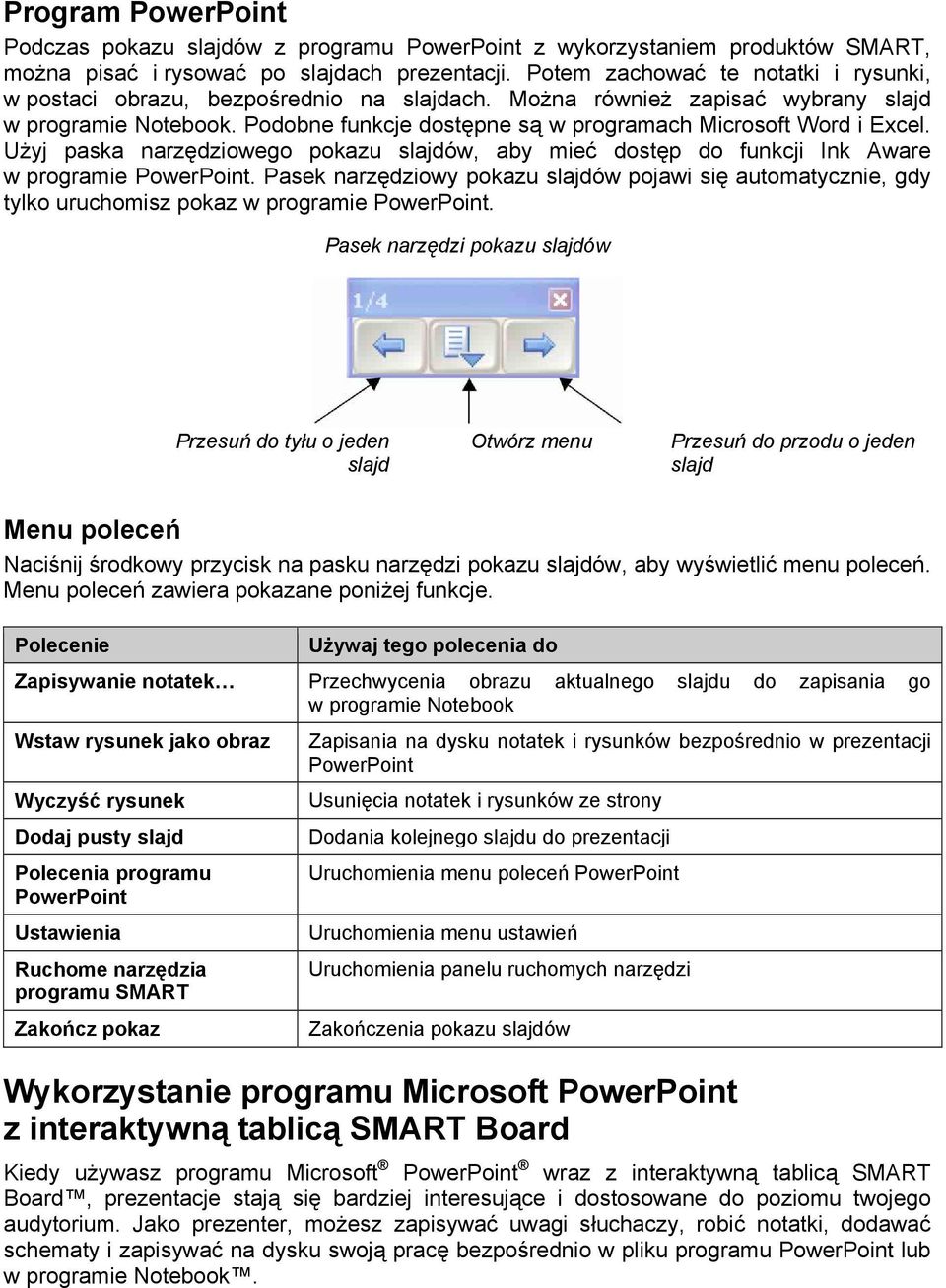 Podobne funkcje dostępne są w programach Microsoft Word i Excel. Użyj paska narzędziowego pokazu slajdów, aby mieć dostęp do funkcji Ink Aware w programie PowerPoint.