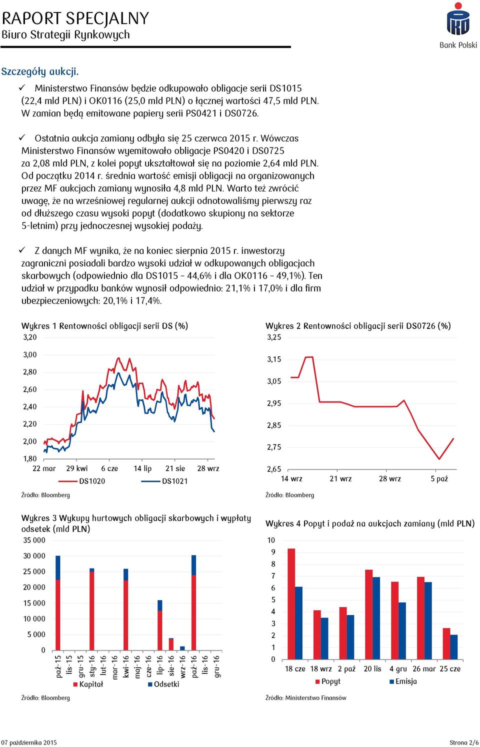 Wówczas Ministerstwo Finansów wyemitowało obligacje PS0420 i DS0725 za 2,08 mld PLN, z kolei popyt ukształtował się na poziomie 2,64 mld PLN. Od początku 2014 r.