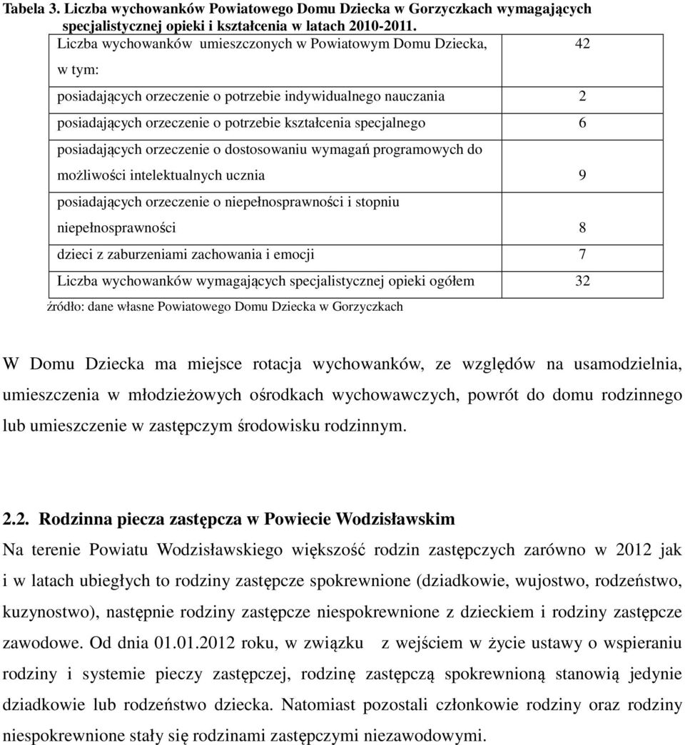 posiadających orzeczenie o dostosowaniu wymagań programowych do możliwości intelektualnych ucznia 9 posiadających orzeczenie o niepełnosprawności i stopniu niepełnosprawności 8 dzieci z zaburzeniami