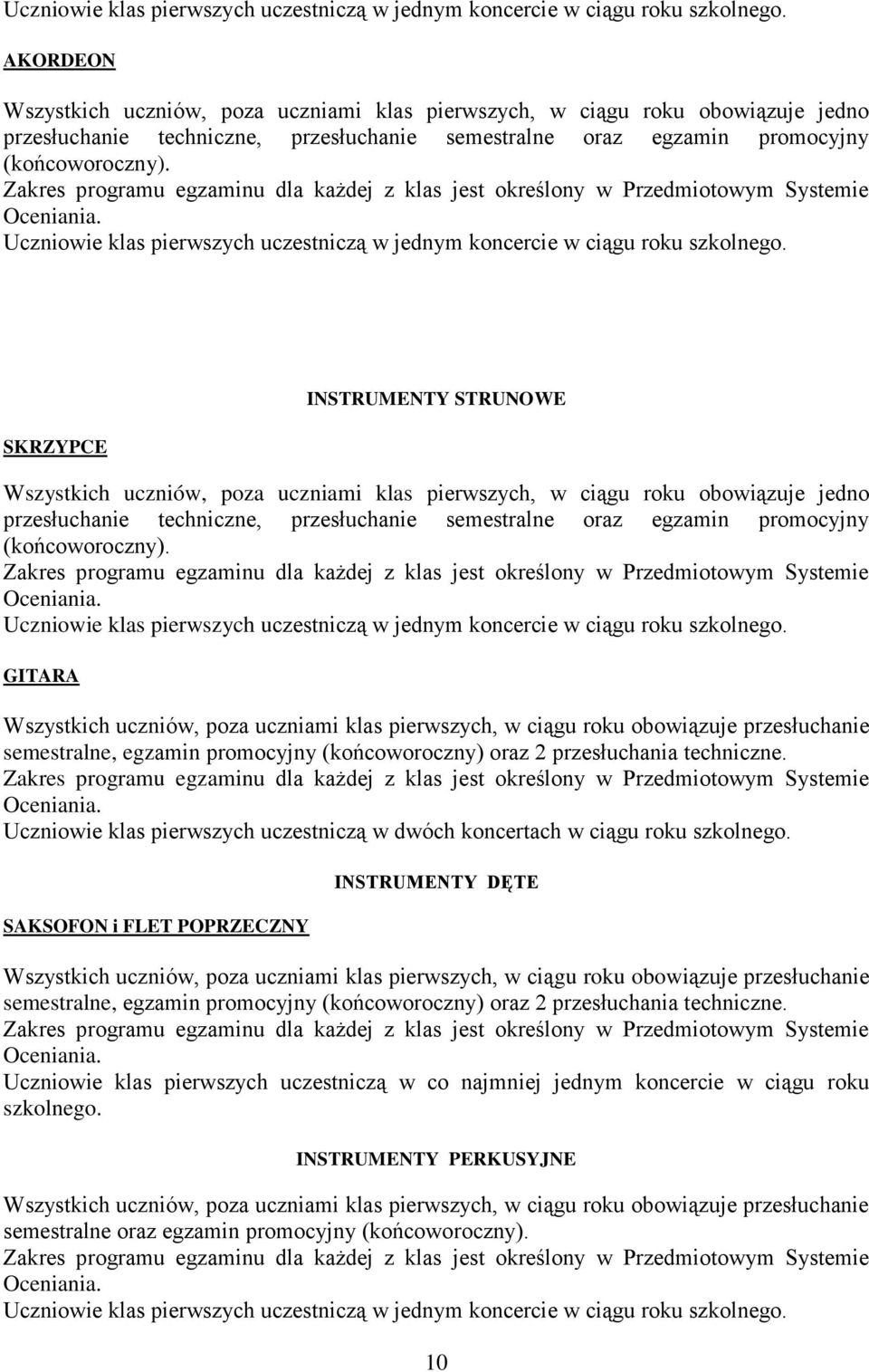 Zakres programu egzaminu dla każdej z klas jest określony w Przedmiotowym Systemie Oceniania.