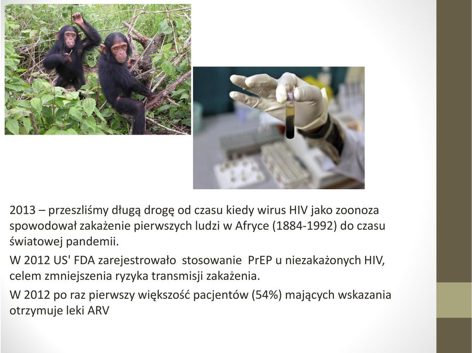 W 2012US' FDA zarejestrowało stosowanie PrEPu niezakażonych HIV, celem zmniejszenia