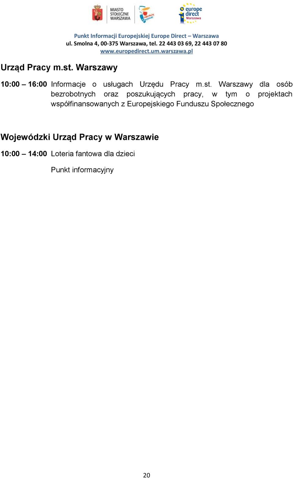 usługach Urzędu Pracy m.st.