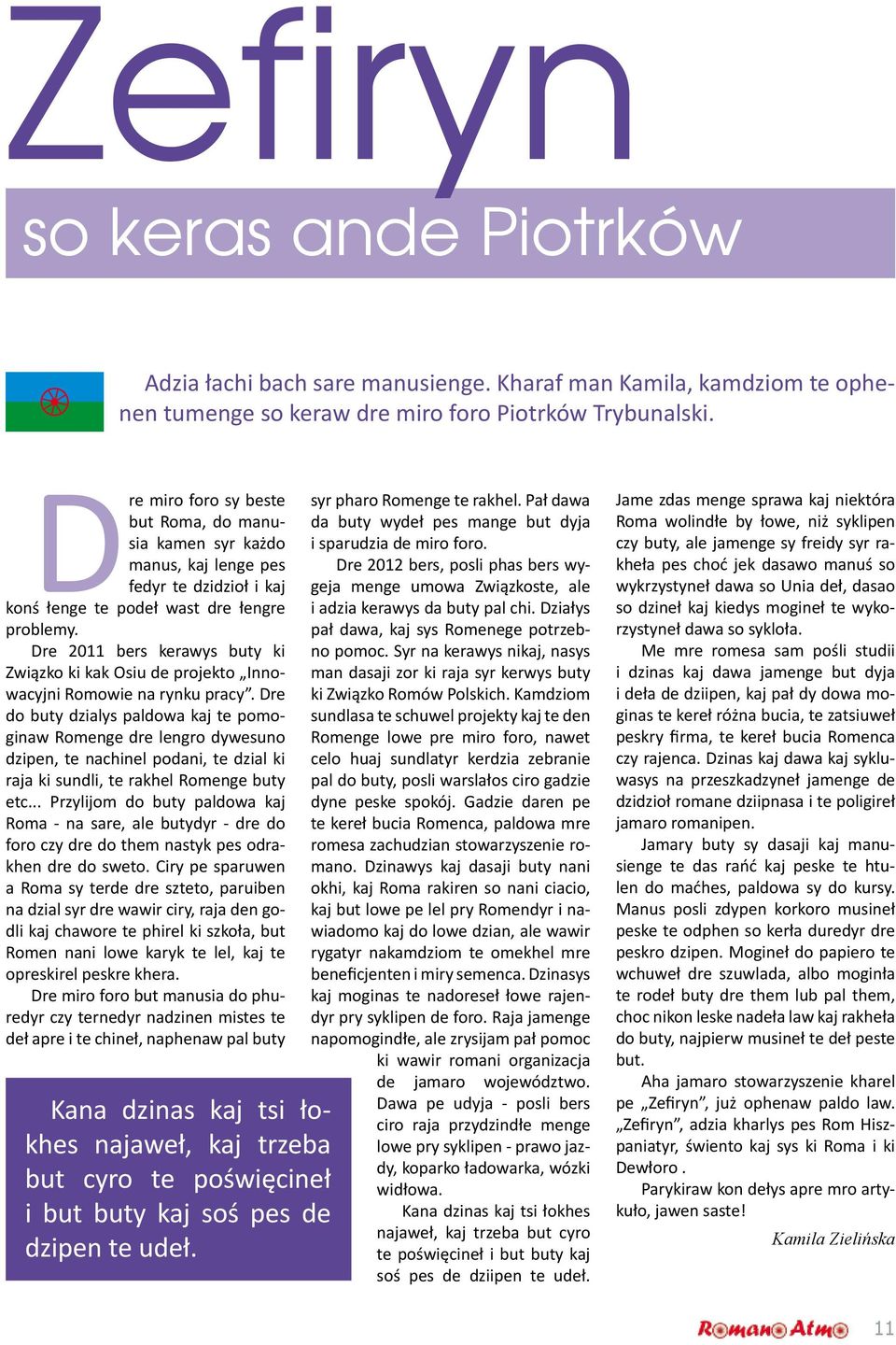 Dre 2011 bers kerawys buty ki Związko ki kak Osiu de projekto Innowacyjni Romowie na rynku pracy.