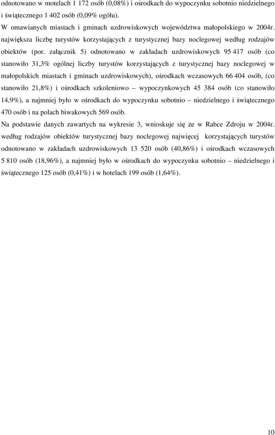 załącznik 5) odnotowano w zakładach uzdrowiskowych 95 417 osób (co stanowiło 31,3% ogólnej liczby turystów korzystających z turystycznej bazy noclegowej w małopolskich miastach i gminach