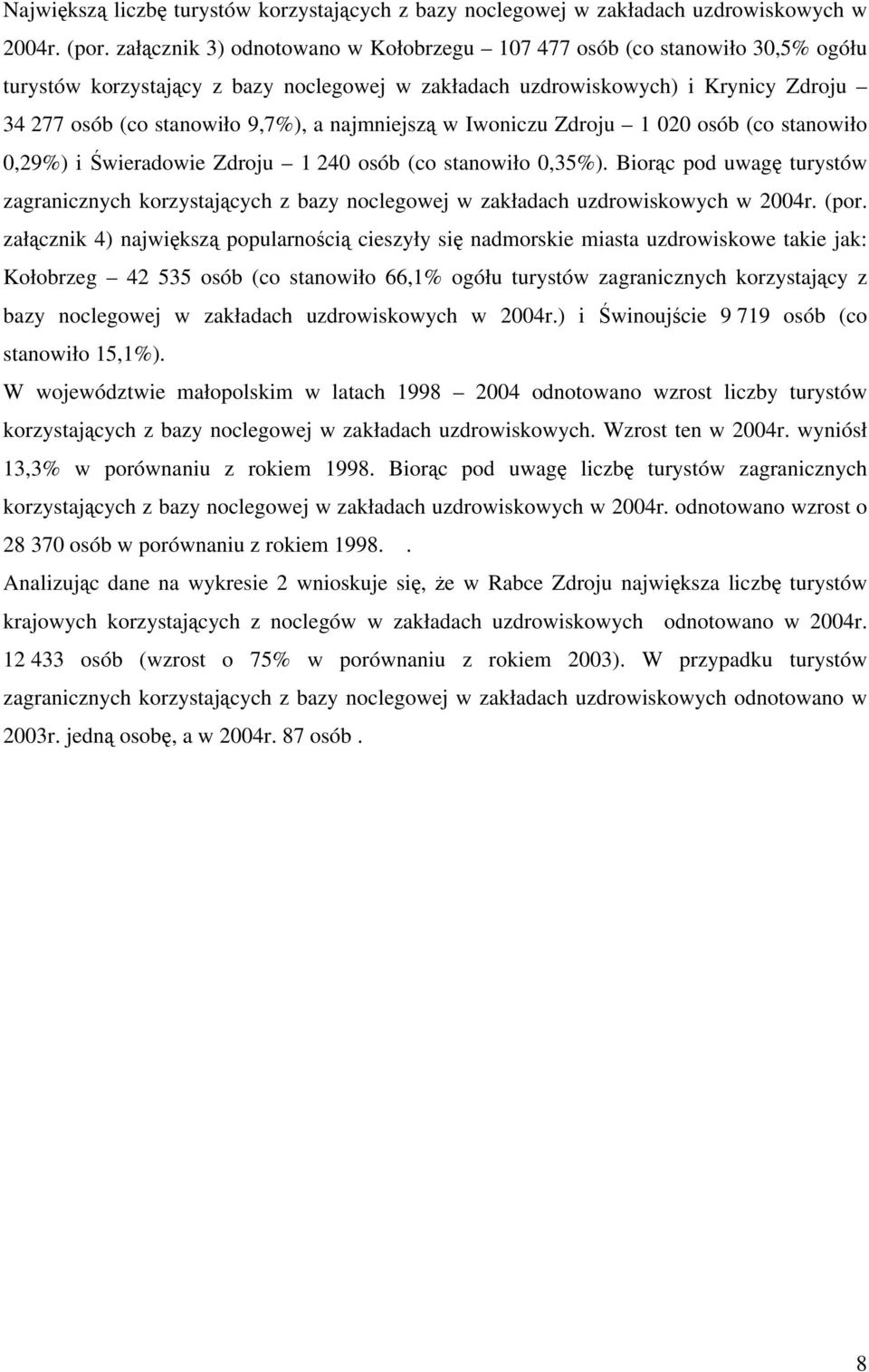 najmniejszą w Iwoniczu Zdroju 1 020 osób (co stanowiło 0,29%) i Świeradowie Zdroju 1 240 osób (co stanowiło 0,35%).